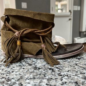 Free People khaki Leather Sandals